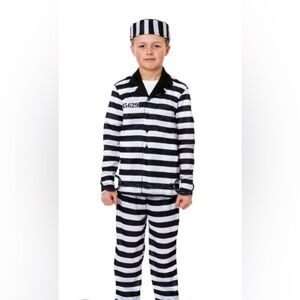Child’s Large 3 piece Prisoner / Jailbird Halloween Costume (shirt, pants & hat)